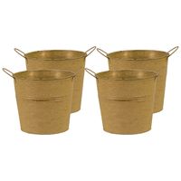 Emmer/plantenpot/bloempot - 4x - zink - oud goud - D16 x H14 cm