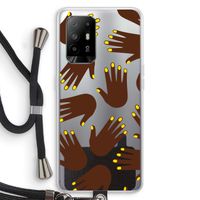 Hands dark: Oppo A94 5G Transparant Hoesje met koord