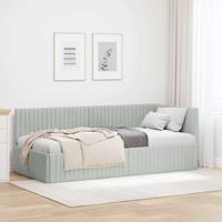 Hoekbedframe met hoofdeinde Lichtgrijs 90 x 190 cm Fluweel