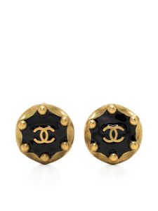 CHANEL Pre-Owned boucles d'oreilles boutons à logo CC (1994) - Noir