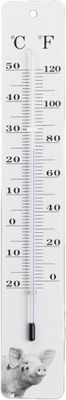 Esschert Design thermometer Varken 4,7 x 28 cm staal/glas wit