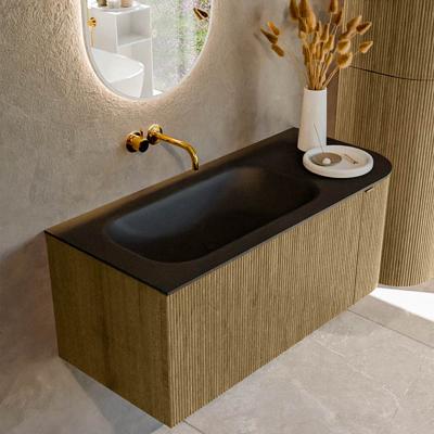 Badmeubel Mondiaz Kurve | 105 cm cm | Meubelkleur Dusk | Wastafelkleur Urban | Solid surface | Wasbak links zijde spoelbak | Zonder kraangat(en)
