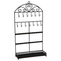 Sieraden rekje Graceland - 23 x 8 x 42 cm - Kettingen/armbanden - met haakjes - metaal - zwart Sieraden rekje Graceland - 23 x 8 x 42 cm - Kettingen/armbanden - met haakjes - metaal - zwart