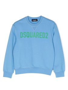 DSQUARED2 KIDS sweat en coton à logo imprimé - Bleu