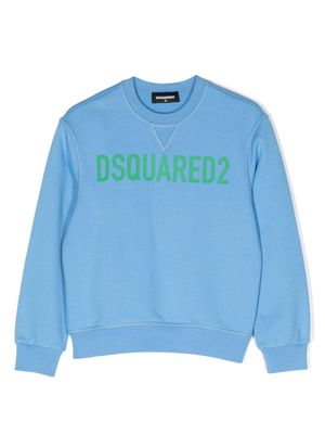 DSQUARED2 KIDS sweat en coton à logo imprimé - Bleu