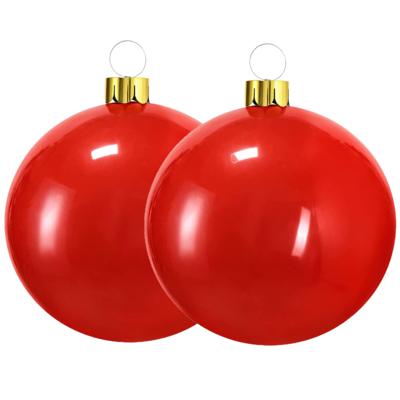 Mega grote decoratie kerstbal - 2x - 65 cm - rood - opblaasbaar