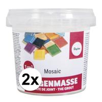 Mozaiek steentjes voegmiddel - 2x - kleur wit - 500 gram - mozaieken - 1 m2 - hobby/knutsel