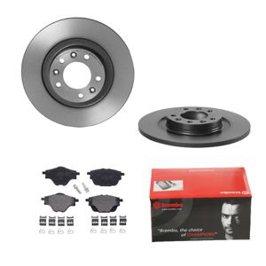 Remmenset, remschijf BREMBO, Remschijftype: Massief, Inbouwplaats: Achteras: , u.a. für Citroën, Peugeot, Opel, Vauxhall, DS