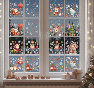 Kerst sticker winterraamdecoraties