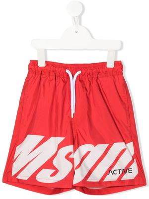 MSGM Kids short de sport à logo imprimé - Rouge