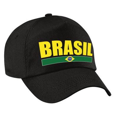 Brazilie supporters petje - zwart - voor volwassenen - landen - Brasil baseball cap - kleding