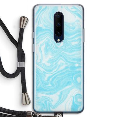 Waterverf blauw: OnePlus 7 Pro Transparant Hoesje met koord
