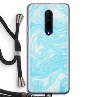 Waterverf blauw: OnePlus 7 Pro Transparant Hoesje met koord