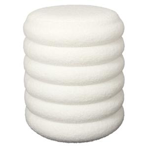 Poef/krukje Freya - bouclé stof - wit - met opbergruimte - D37 x H44 cm - bijzet stoeltjes