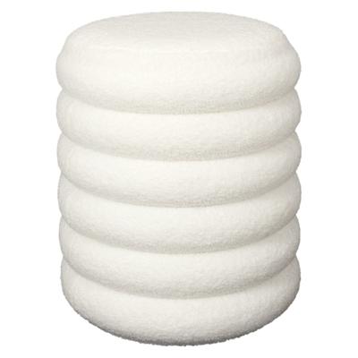 Poef/krukje Freya - boucl? stof - wit - met opbergruimte - D37 x H44 cm - bijzet stoeltjes