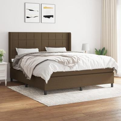 Boxspring met matras stof donkerbruin 180x200 cm