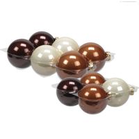 20x stuks glazen kerstballen natuurtinten (opal natural) 8 en 10 cm mat/glans - Kerstbal