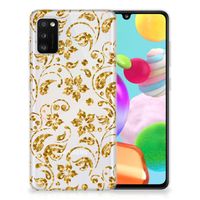 Samsung Galaxy A41 TPU Case Gouden Bloemen