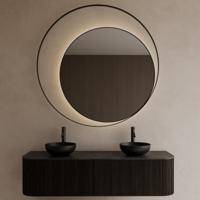 Badkamerspiegel Gliss Design Kosmos | 140 cm | Indirecte LED verlichting | Sensor bediening | Met spiegelverwarming | Mat zwart