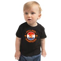 Zwart t-shirt Holland kampioen met leeuw voor baby / peuters - Nederland supporter