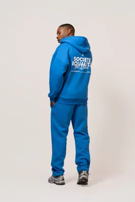 Equalité Societe Oversized Full Zip Hoodie Heren Blauw - Maat XS - Kleur: WitBlauw | Soccerfanshop
