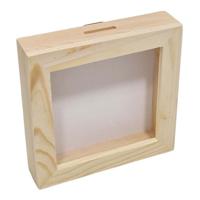 Playwood Houten spaarpot plexiglas met witte achterkant klein