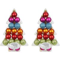 34x Kunststof gekleurde kleine kerstballen pakket 3 cm   -