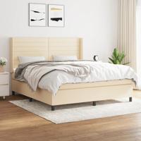 Boxspring met matras stof crèmekleurig 180x200 cm