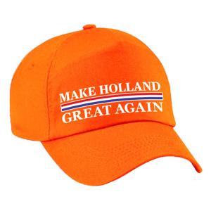 Koningsdag Verkleed feest pet - oranje - Make Holland Great Again - volwassenen