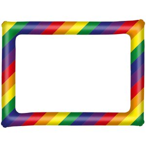 Foto prop opblaasbare fotolijst 60 x 80 cm regenboog kleuren - Opblaasfiguren