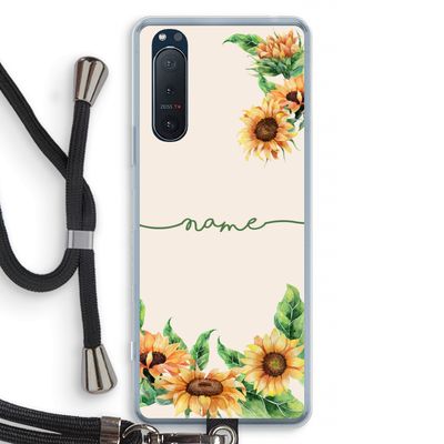 Zonnebloemen: Sony Xperia 5 II Transparant Hoesje met koord