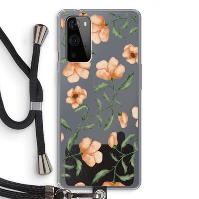 Peachy flowers: OnePlus 9 Pro Transparant Hoesje met koord
