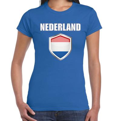 Verkleed T-shirt voor dames - blauw - Nederland landen supporters - fan - aanmoedigen