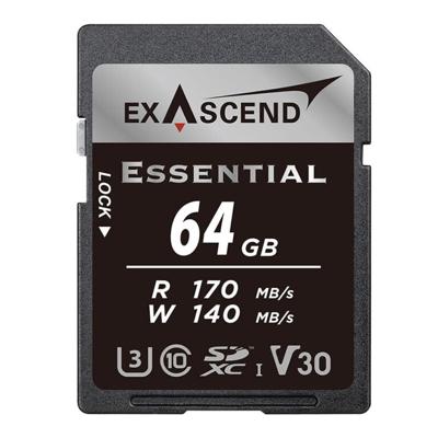 EXASCEND Essential UHS-I SD card(V30) 64GB Read 170 MB/s Write 140 MB/s