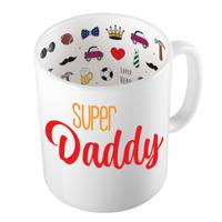 Cadeau koffie/thee mok voor papa - rood - super papa - keramiek - 300 ml - Vaderdag - thumbnail