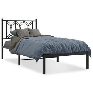 Bedframe met hoofdbord metaal zwart 90x190 cm