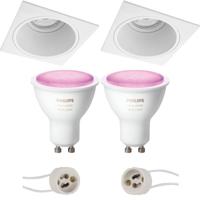 Philips Hue LED Inbouwspot Set - Vierkant Mat Wit - GU10 - Bluetooth