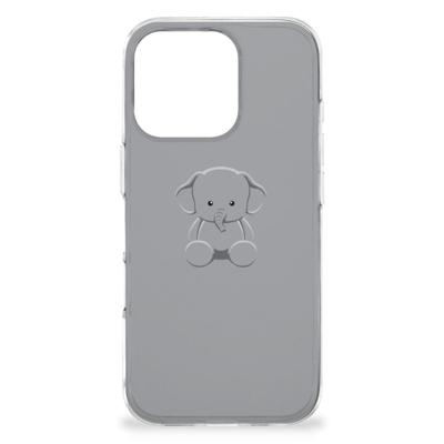 iPhone 16 Pro Telefoonhoesje met Naam Grijs Baby Olifant iPhone 16 Pro Telefoonhoesje met Naam Grijs Baby Olifant