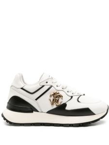 Roberto Cavalli Mirror Snake panelled leather sneakers - Blanc