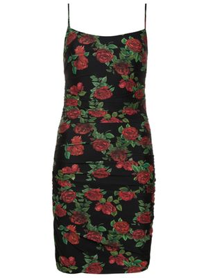 Amir Slama robe courte à fleurs - Noir