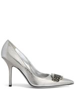 DSQUARED2 100mm logo-plaque leather pumps - SILVER - thumbnail