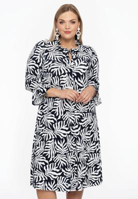 Yoek Jurk met ruches SEA LEAF | Zwart | Maat 58/60