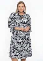 Yoek Jurk met ruches SEA LEAF | Zwart | Maat 50/52 Yoek Jurk met ruches SEA LEAF | Zwart | Maat 50/52