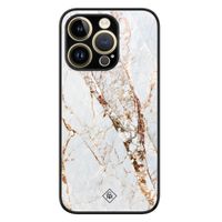 iPhone 14 Pro glazen hardcase - Marmer goud