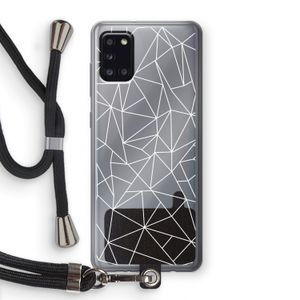 Geometrische lijnen wit: Samsung Galaxy A31 Transparant Hoesje met koord