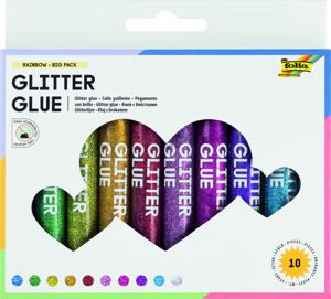 Glitterlijm Folia 9,5ml assorti blister ÃƒÆ’ 10 stuks