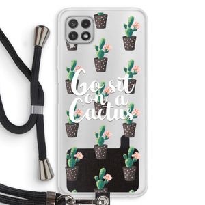 Cactus quote: Samsung Galaxy A22 4G Transparant Hoesje met koord