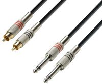 Adam Hall K3TPC0300 Audio Adapterkabel [2x Cinch-stekker - 2x Jackplug male 6,3 mm] 3.00 m Zwart