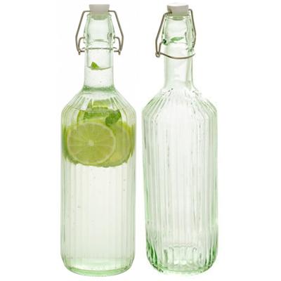 Secret de Gourmet Beugelfles / Weckfles - 2x - groen glas - luchtdicht - 1 liter - waterfles