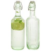 Secret de Gourmet Beugelfles / Weckfles - 2x - groen glas - luchtdicht - 1 liter - waterfles